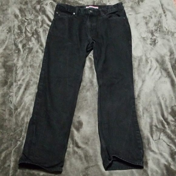 NEW TOMMY HILFIGER BLACK STRAIGHT JEANS NEW 32 30 - Picture 2 of 7